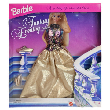 Moda Gold & Multicolor Gown Barbie Fantasy Evening Fashion