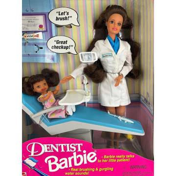 Muñeca Barbie Dentista Morena con Kelly morena