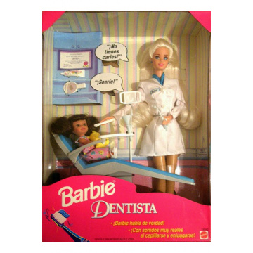 Muñeca Barbie Dentista rubia con Kelly morena (español)