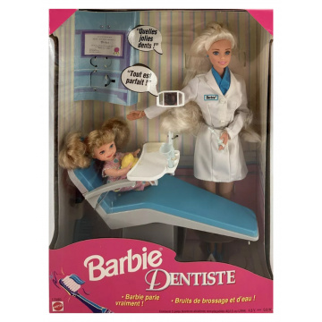 Muñeca Barbie Dentiste rubia con muñeca Kelly rubia (Francia)