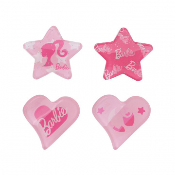 Set Mini Pinzas Para Cabello Barbie Sintéticas Rosas 3.3x3 Cm 4 Piezas