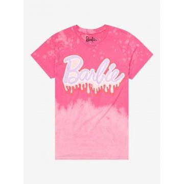 Camiseta con logo de Barbie en color rosa teñido por inmersión