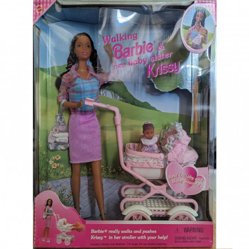 Muñecas Walking Barbie & new baby sister Krissy