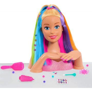 Cabezal de peluquería Barbie Deluxe estilo arcoíris