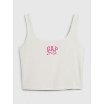 Camiseta corta sin mangas con logo curvo de Gap × Barbie™ para adulto