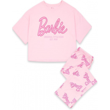 Barbie Conjunto de Pijama de Mujer en Rosa | Camiseta gráfica de Manga Corta Corta para Mujer y Pantalones Estampados de Pierna Larga en Pijamas