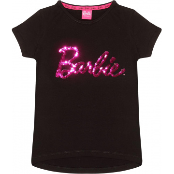 Popgear Barbie Text Logo-Camiseta Reversible con Lentejuelas para Niñas