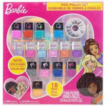 Barbie - Juego de maquillaje de actividad de esmalte de uñas de secado rápido para niñas Townley Girl - No tóxicos