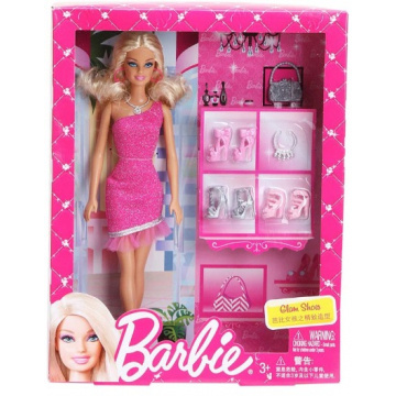 Muñeca Barbie Glam Shoes (rosa y plata) (Asia)
