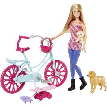 Paseo den bicicleta con cachorros Barbie
