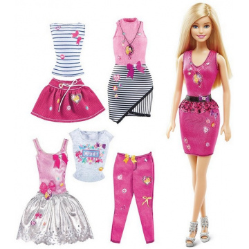 Set muñeca Barbie con modas rosa