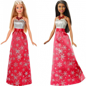 Surtido muñeca Barbie navideña con vestido de copo de nieve