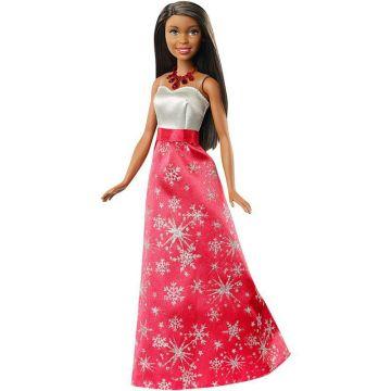 Muñeca Barbie navideña con vestido de copo de nieve