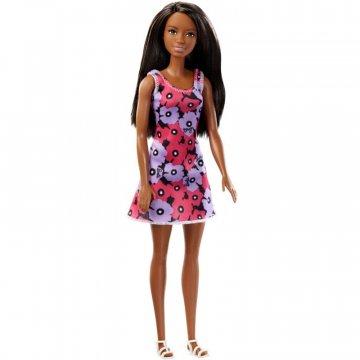 Muñeca Barbie básica morena con vestido de flores
