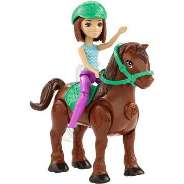 Muñeca y Caballo marrón Barbie On The Go