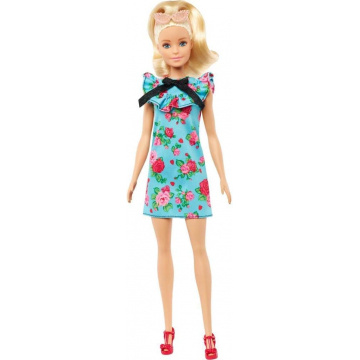 Muñeca Barbie Fashionistas Teal Floral Dress (Original)