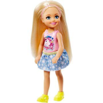 Muñeca Barbie Club Chelsea con top de unicornio (rubia)
