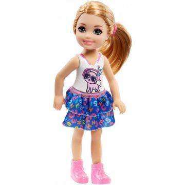 Muñeca Barbie Club Chelsea con camiseta gatito (rubia)