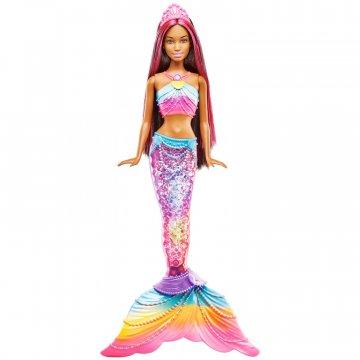 Muñeca Barbie sirena con luces arcoíris