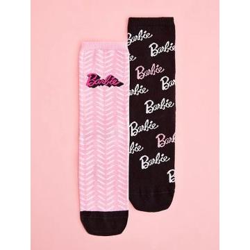 Pack de 2 calcetines tobilleros con eslogan de Barbie