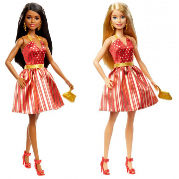 Surtido muñeca Barbie Holiday vestido rojo y dorado