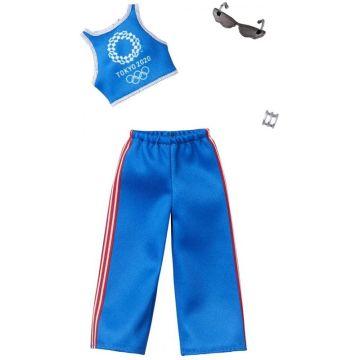 Ropa de Barbie: atuendo inspirado en los Juegos Olímpicos de Tokio 2020 Muñeca, camiseta deportiva y falda con zapatillas y gafas de sol