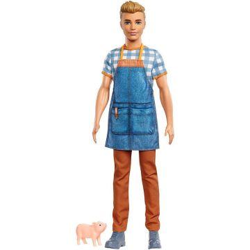 Muñeco Ken rubio con lechón de Barbie Granja Huerto Dulce