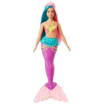 Barbie Dreamtopia Mermaid Doll, 12-inch, Teal and Pink Hair, with Tiara