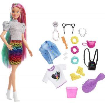 Muñeca Barbie Leopard Rainbow Hair