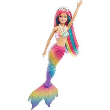 ​Muñeca sirena mágica Barbie Dreamtopia Rainbow con cabello arcoíris y función de cambio de color activado por agua