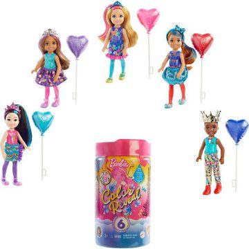 Muñeca Chelsea Barbie Color Reveal con estampado de confeti y 6 sorpresas