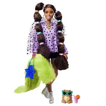 Muñeca número 7 Barbie Extra con camisola & estola de peluche con mascota Pomeranian