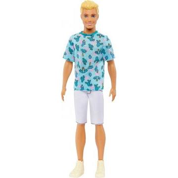 Muñeco Barbie Ken Fashionistas 211 con cabello rubio y camiseta de cactus