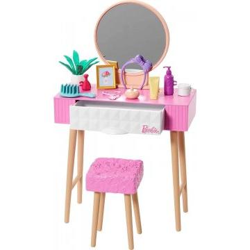 Paquete de muebles y accesorios de Barbie, juguetes para niños, tema de tocador