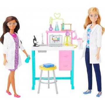 Set de juegos Laboratorio Barbie con 2 muñecas, mesa y más de 10 accesorios