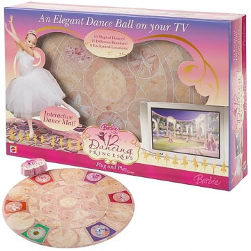 Barbie en el juego de tapete de baile interactivo Las 12 princesas bailarinas