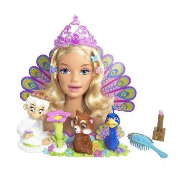 Cabeza de Peinado Barbie como la princesa de la isla Rosella cantarina