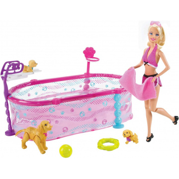Escuela de natación para cachorros Barbie con piscina