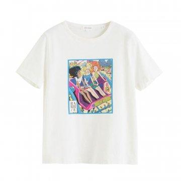 Camiseta Barbie montaña rusa de algodón color crema