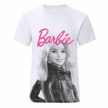 Barbie - Camiseta con pose de chaqueta de cuero para niñas