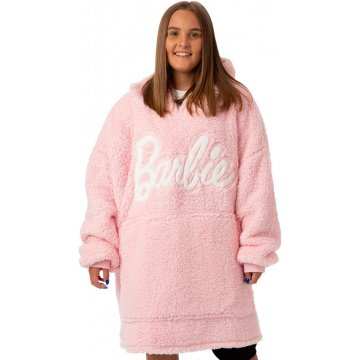 Barbie Pink Full Sherpa Blanket Hoodie para mujer 