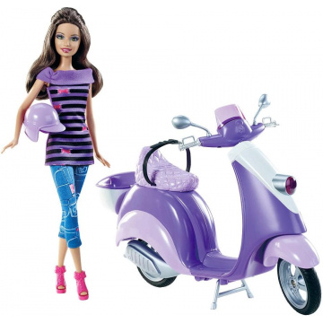 Muñeca Barbie y Scooter Barbie Glam (latina)