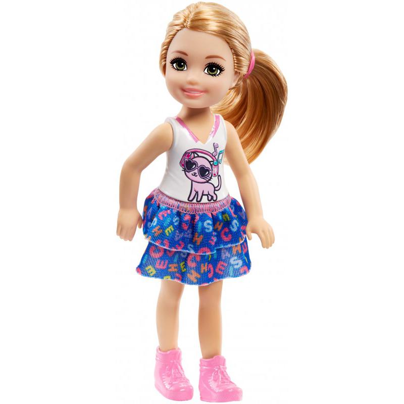 Muñeca Barbie Club Chelsea con camiseta gatito (rubia)
