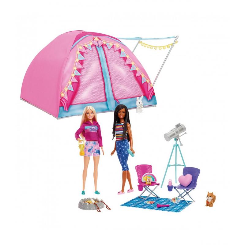 Barbie ¡vamos de camping! Malibu y Brooklyn con tienda de campaña