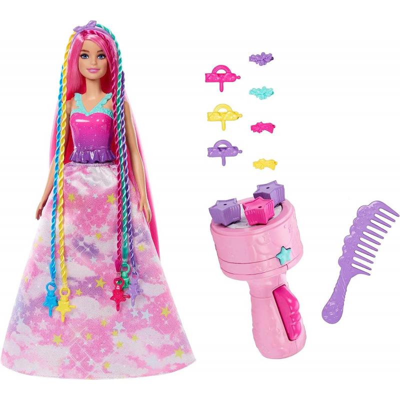 Muñeca Barbie Dreamtopia Twist 'n Style y accesorios de peluquería, incluida herramienta para trenzar