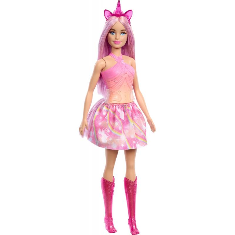 Muñeca Barbie Unicornio con cabello de fantasía, trajes degradados y accesorios de unicornio (Rosa)