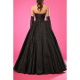 Fully embroidered black taffeta ball gown
