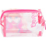 Bolsa de cosméticos transparente Barbie para niñas y mujeres, bolsa de maquillaje transparente, bolsas de aseo de viaje, estuche para lápices