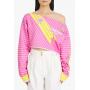 Crop top rosa de algodón ecodiseñado con hombros descubiertos Balmain x Barbie