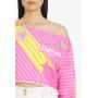 Crop top rosa de algodón ecodiseñado con hombros descubiertos Balmain x Barbie